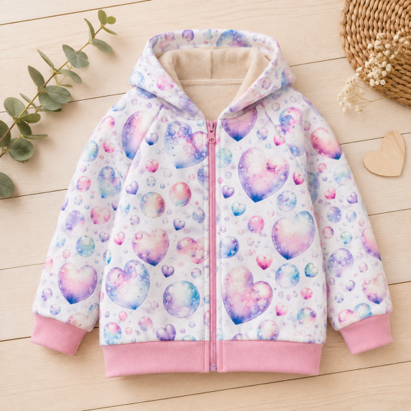 Softshell - Bubble Hearts – Herzen - Seifenblasen rosa / blau